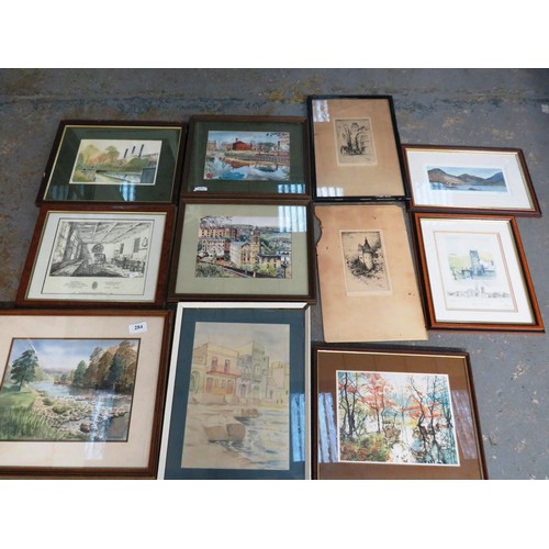 284 - ELEVEN FRAMED PICTURES