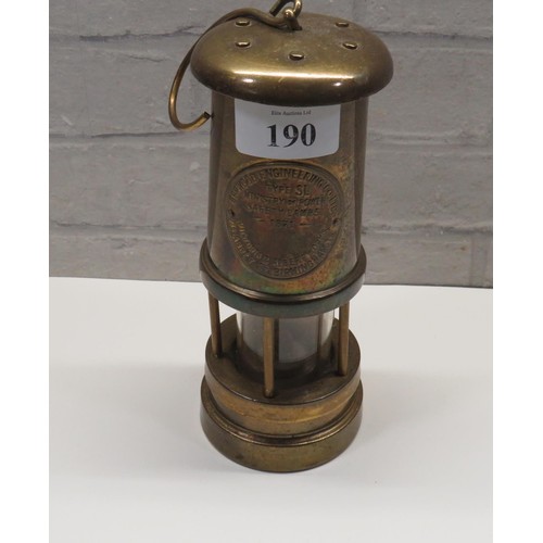 190 - BRASS MINERS LAMP