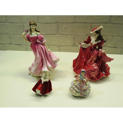 195 - ROYAL DOULTON FIGURE OF THE YEAR 1999 COALPORT SEASHELL FIGURE AND TWO SMALL ROYAL DOULTON FIGURES