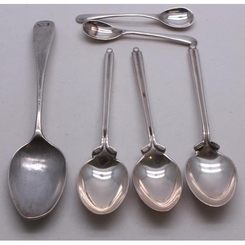 348 - SIX SILVER TEASPOONS AND SALT SPOONS