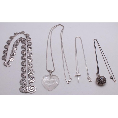 355 - FOUR SILVER NECKLACES