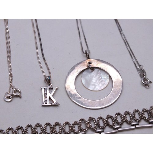 359 - FOUR SILVER NECKLACES