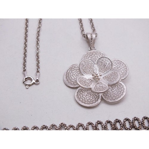 359 - FOUR SILVER NECKLACES