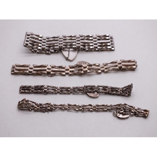 360 - FOUR SILVER GATE BRACELETS 41g