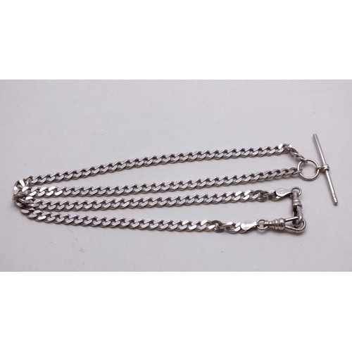 361 - SILVER DOUBLE ALBERT POCKET WATCH CHAIN