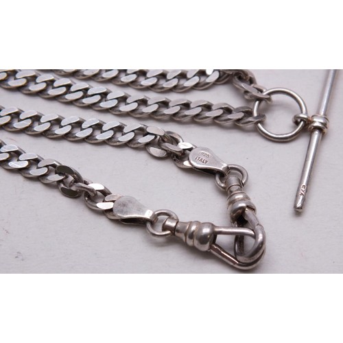 361 - SILVER DOUBLE ALBERT POCKET WATCH CHAIN