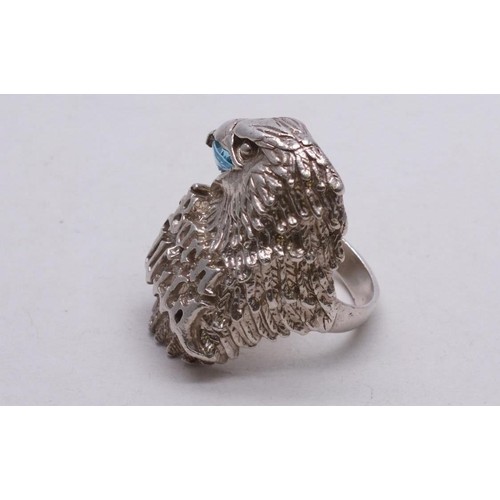 370 - LARGE SILVER EAGLE BORN WILD RING SIZE Z - 32g