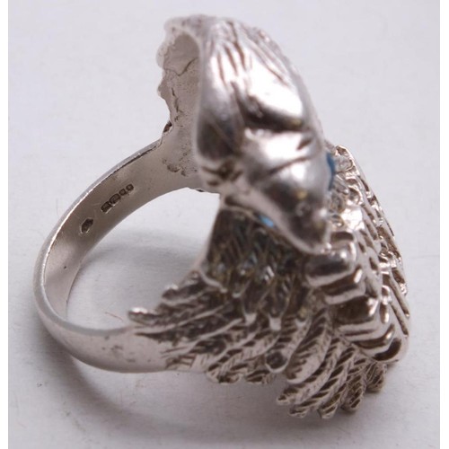 370 - LARGE SILVER EAGLE BORN WILD RING SIZE Z - 32g