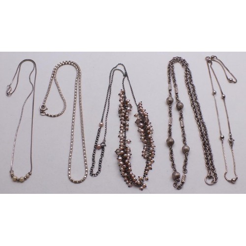 375 - 5 x SILVER NECK CHAINS