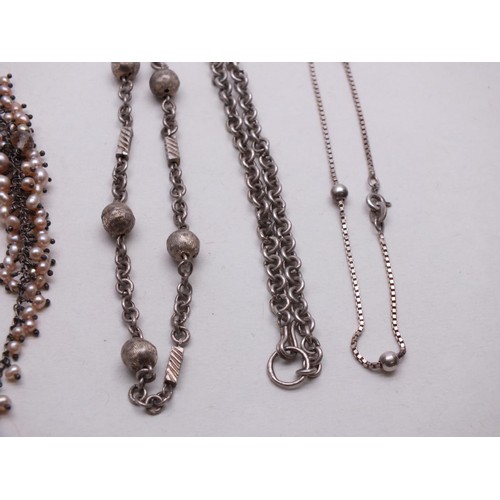 375 - 5 x SILVER NECK CHAINS