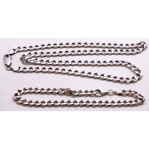 380 - SILVER FLAT LINK NECKLACE AND BRACELET