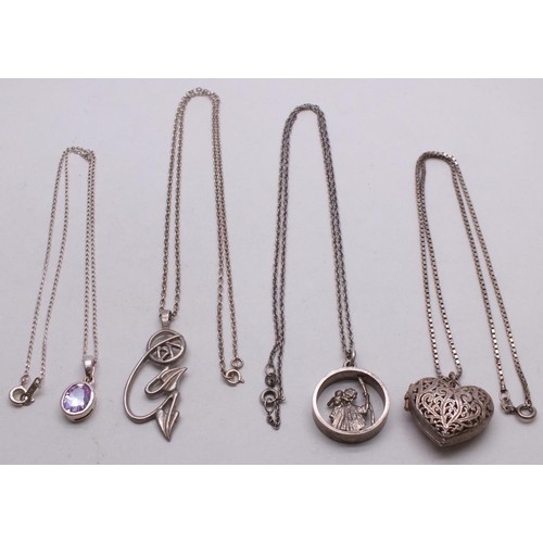 386 - 4 x SILVER NECKLACEAS