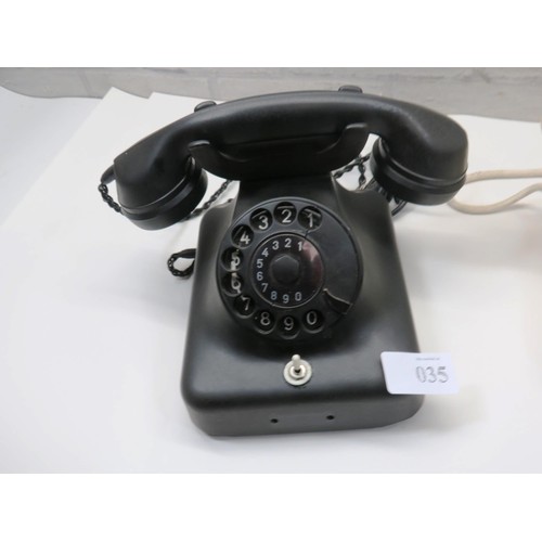 35 - TWO VINTAGE GERMAN BAKELITE ROTARY DIAL TELEPHONES RB&CO- BLACK AND CREAM