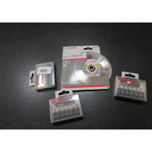 50 - 3 x BOSCH MAXGRIP SEVEN PIECE BITSETS AND BOSCH 115MM DIAMOND BLADE