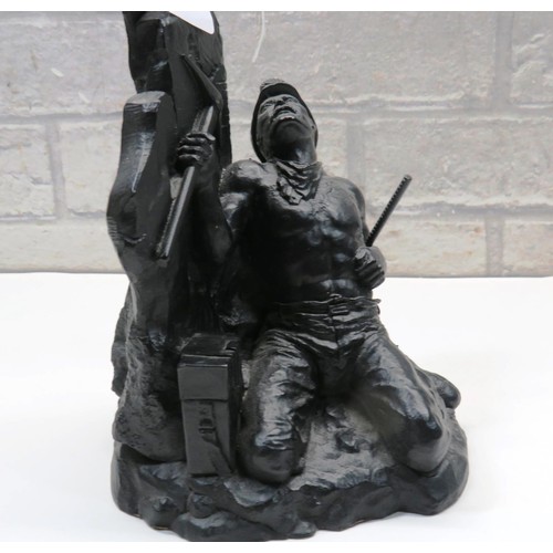 81 - CARVED COAL SCULPTURE OF COAL MINER