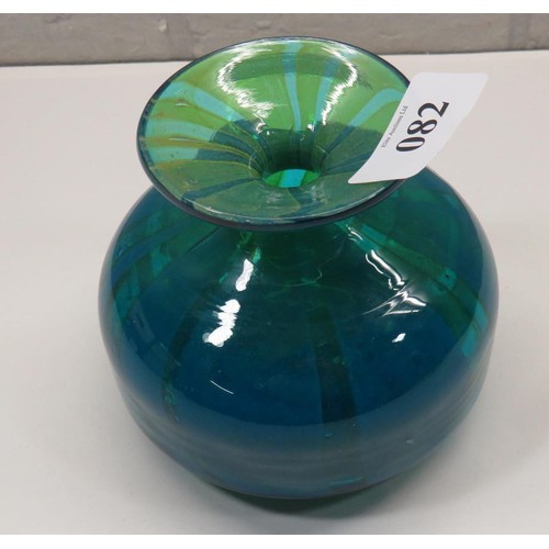 82 - VINTAGE BLUE/GREEN MDINA ART GLASS VASE