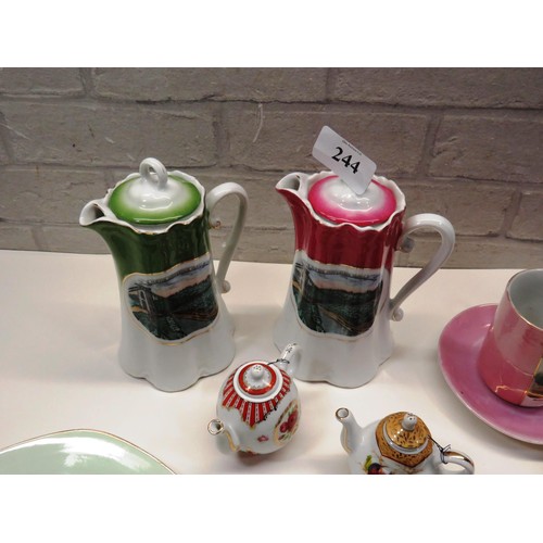 244 - VINTAGE COLLECTABLE CERAMICS INCLUDES MINIATURE TEAPOTS, MIDWINTER STYLE CRAFT PLATE AND LANDMARK SC... 