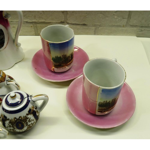 244 - VINTAGE COLLECTABLE CERAMICS INCLUDES MINIATURE TEAPOTS, MIDWINTER STYLE CRAFT PLATE AND LANDMARK SC... 