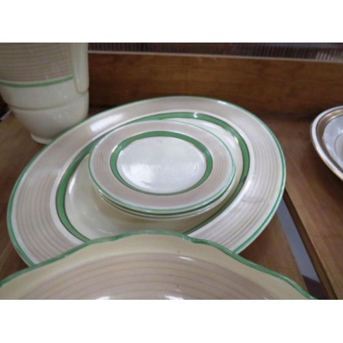 254 - ART DECO CROWN DUCAL DINNER/TEA SERVICE - GREEN AND CREAM