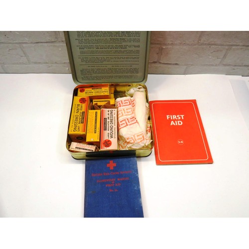 248 - VINTAGE PARAGON FIRST AID TIN COMPLETE & BRITISH RED CROSS FIRST AID MANUAL No 1A