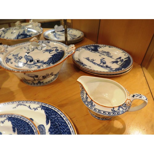 256 - WOODS BURSLEM MANCHU PATTERN- TWO PLATES, GRAVY JUG, THREE PLATES AND TWO SIDE PLATES