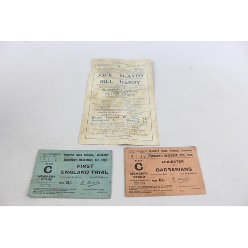 407 - 3 x Assorted Vintage SPORTING Memorabilia Includes 1951 First England Trial Ticket