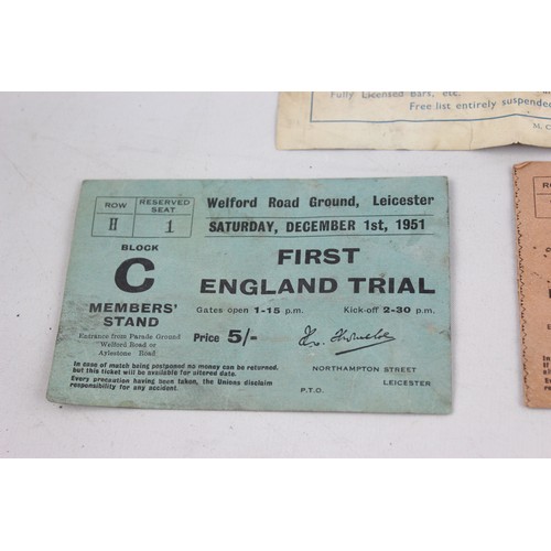 407 - 3 x Assorted Vintage SPORTING Memorabilia Includes 1951 First England Trial Ticket