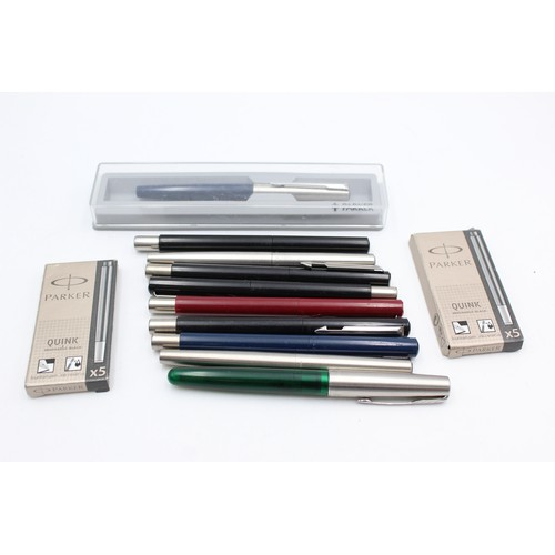 409 - 10 x Assorted PARKER Fountain Pens Includes Vintage, Frontier, Vector, Boxed Etc