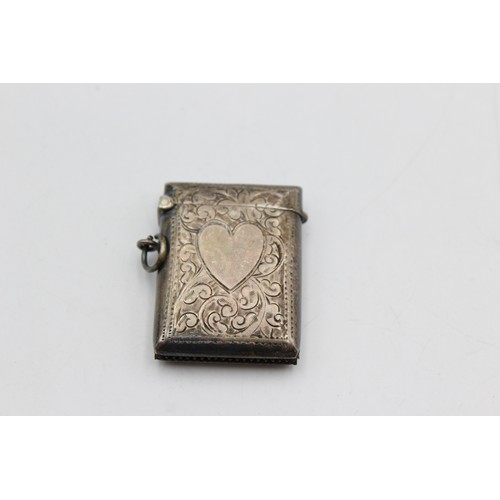 411 - Antique Edwardian Hallmarked 1909 Birmingham STERLING SILVER Vesta Case (22g)