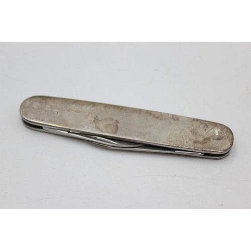 419 - 2 x Antique / Vintage Hallmarked 925 STERLING SILVER Knives Includes mother of pearl Handles 50g