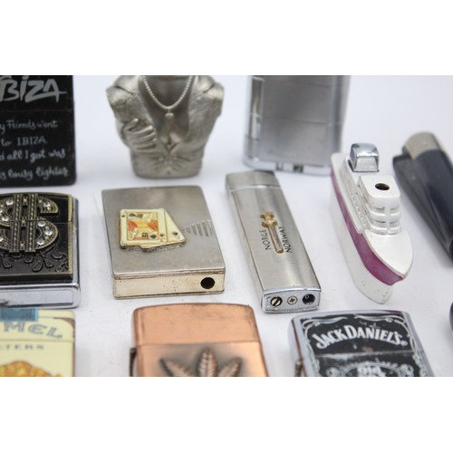 427 - 25 x Assorted Cigarette LIGHTERS Includes Vintage, Zippo Style, Novelty Etc