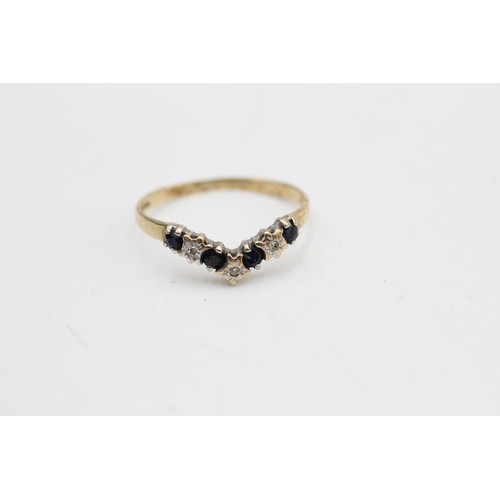 428 - 9ct gold vintage sapphire & diamond dress ring (0.9g)Size-K