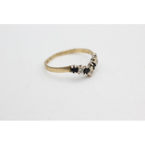 428 - 9ct gold vintage sapphire & diamond dress ring (0.9g)Size-K