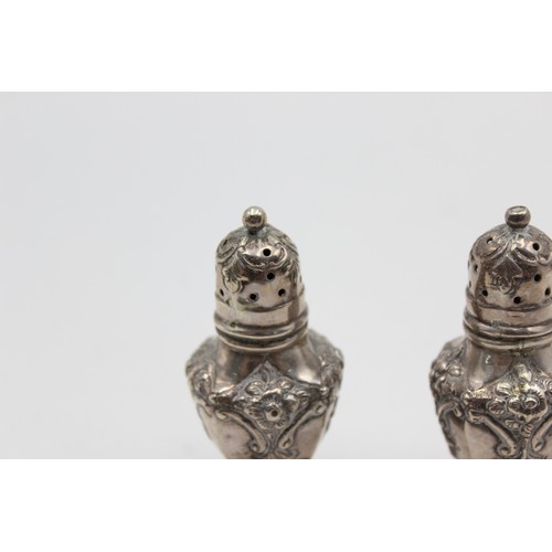 434 - Antique Victorian 1901 Birmingham STERLING SILVER Salt & Pepper Cellars (38g)