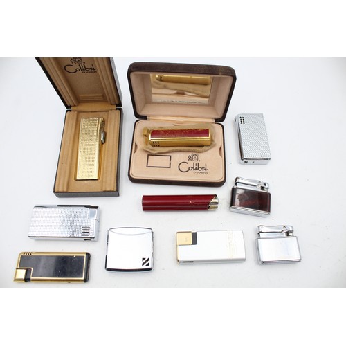 437 - 10 x Assorted Vintage COLIBRI Cigarette LIGHTERS Includes Boxed, Gold Tone, Ladies