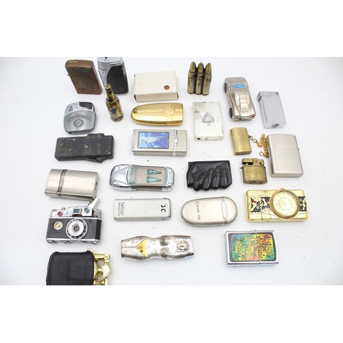 442 - 25 x Assorted Cigarette LIGHTERS Inc Vintage, Zippo Style, Novelty Etc