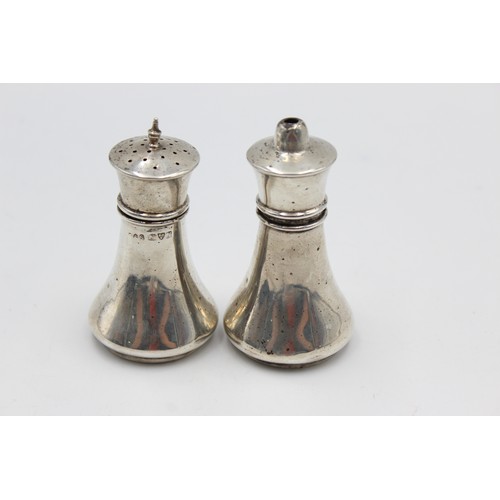 446 - Two Antique Hallmarked 1908 Chester STERLING SILVER Salt & Pepper Cellars (56g)