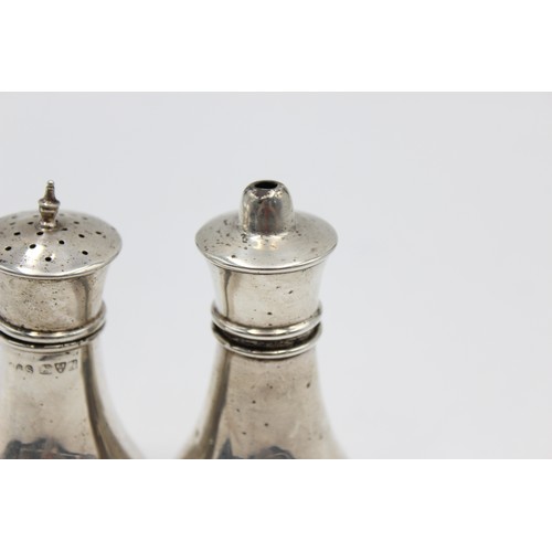 446 - Two Antique Hallmarked 1908 Chester STERLING SILVER Salt & Pepper Cellars (56g)