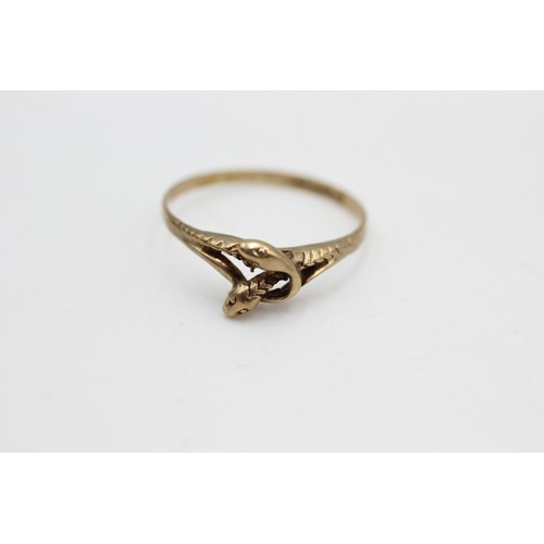 476 - 9ct gold vintage snake ring (1g)Size-P