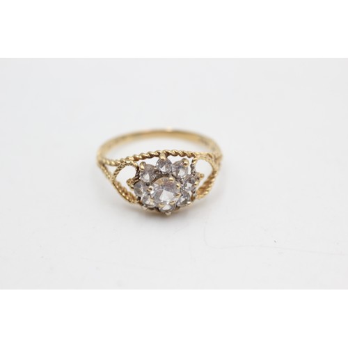 480 - 9ct gold vintage clear gemstone ring (2.2g)Size-R