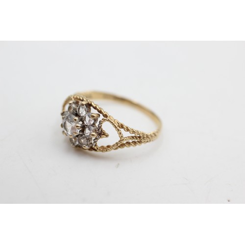 480 - 9ct gold vintage clear gemstone ring (2.2g)Size-R