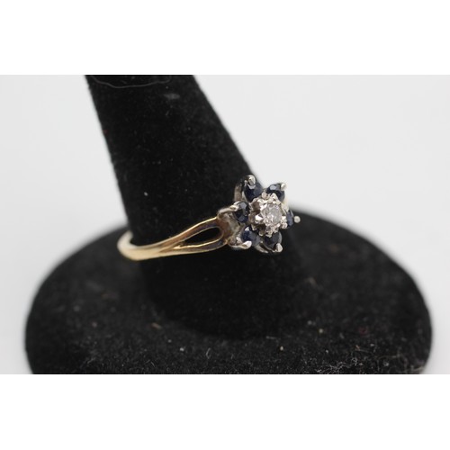 488 - 9ct gold vintage diamond & sapphire dress ring (2.6g)Size-N