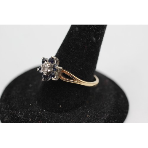 488 - 9ct gold vintage diamond & sapphire dress ring (2.6g)Size-N