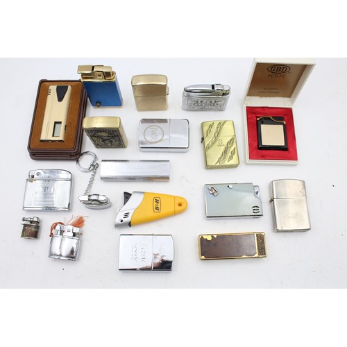 494 - 18 x Assorted Vintage BRANDED Cigarette LIGHTERS Inc Mosda, Hadson, Boxed Etc