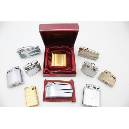 497 - 10 x Assorted Vintage RONSON Cigarette LIGHTERS Inc Boxed, Varaflame, Ladies Etc