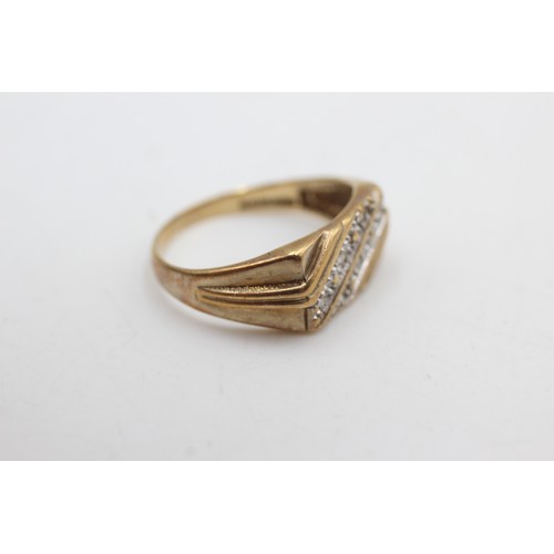 508 - 9ct gold vintage diamond signet ring (3.4g)Size-T