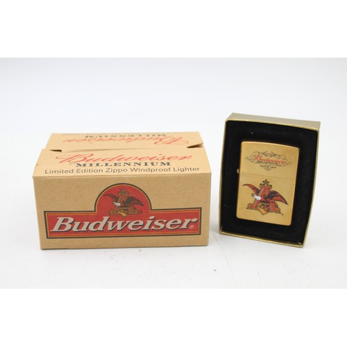 517 - LIMITED EDITION Zippo Brass Budweiser Advertising Cigarette LIGHTER Boxed