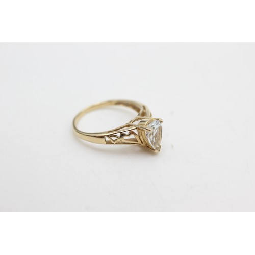 520 - 9ct gold vintage clear gemstone solitaire ring (1.9g)Size-I