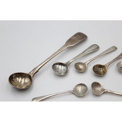 527 - 9 x Antique / Vintage Hallmarked .925 STERLING SILVER Condiment Spoons (41g)