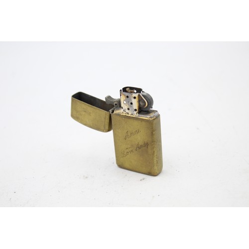 539 - 3 x Assorted ZIPPO Cigarette LIGHTERS Includes Vintage, Brass, Plain, Slimline Etc